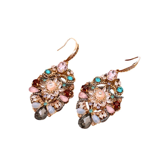 Female Retro Fashion Butterfly Waterdrop Heavy Industry Earrings