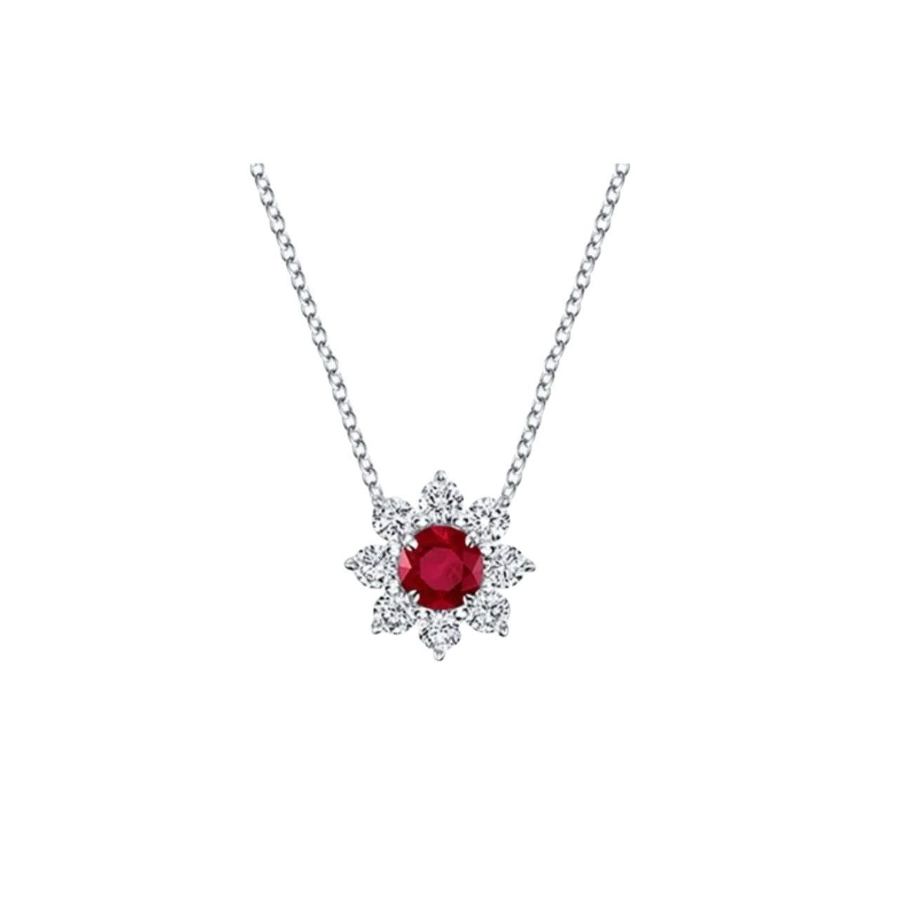 Red Diamond Inlaid Clavicle Chain Female Stud Earrings