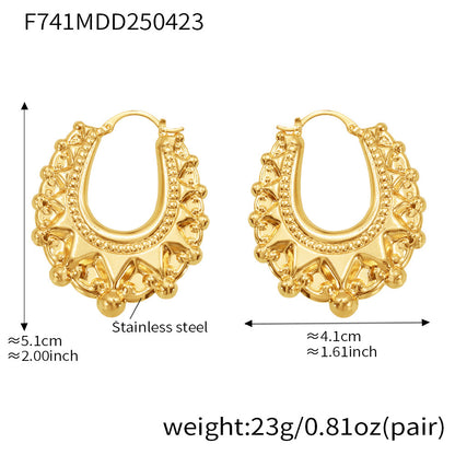 Personalized Gear Texture Earrings Stainless Steel Girls