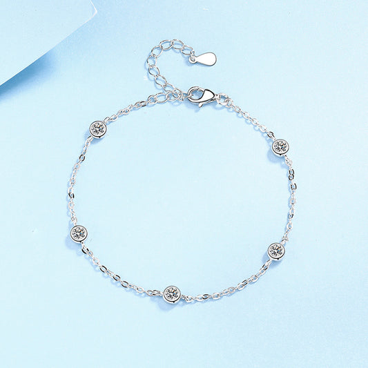 Sterling Silver Moissanite Simple Elegant Bracelet