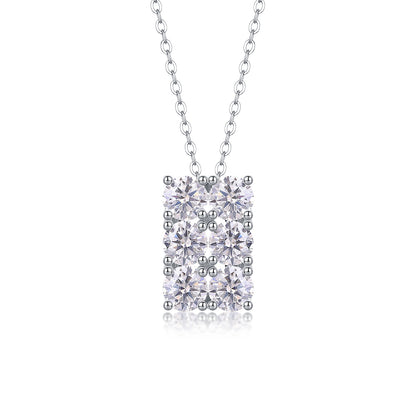 Grand Round - A Fashionable And Luxurious Diamond Jewelry Piece Set With 0.5-carat And 0.3-carat Moissan Diamonds, S925 Sterling Silver And Platinum-plated Pendant